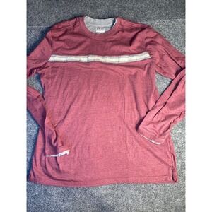 Basic Edition Shirt Mens‎ Large Maroon Solid Super Soft Stripe Detail Crew Neck